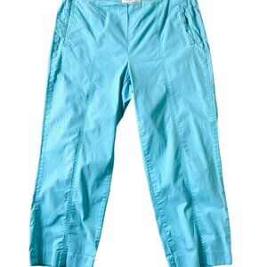 Liz Claiborne Jackie Capris  Womens Size 14 Aqua Blue Cotton Blend